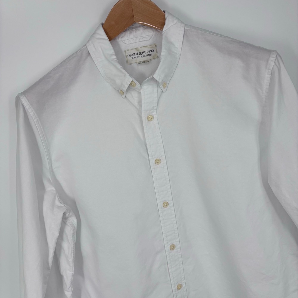 VTG Denim & Supply Ralph Lauren Heavyweight Oxford Shirt Mens XL White Preppy